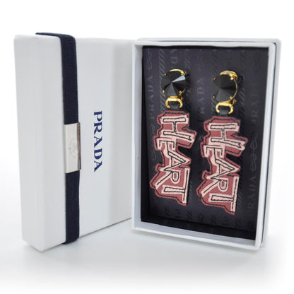Prada Saffiano Heart Clip On Earrings 7 of 7