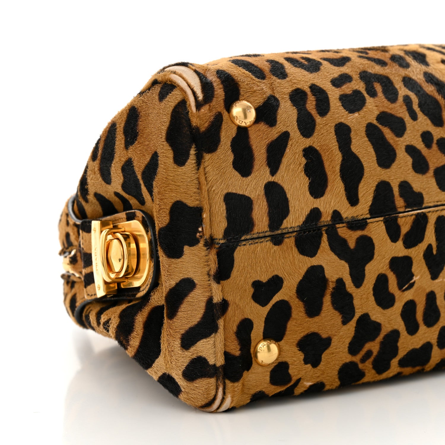 Prada Pony Hair Leopard Print Large Cavallino Miele Moro 9 of 13