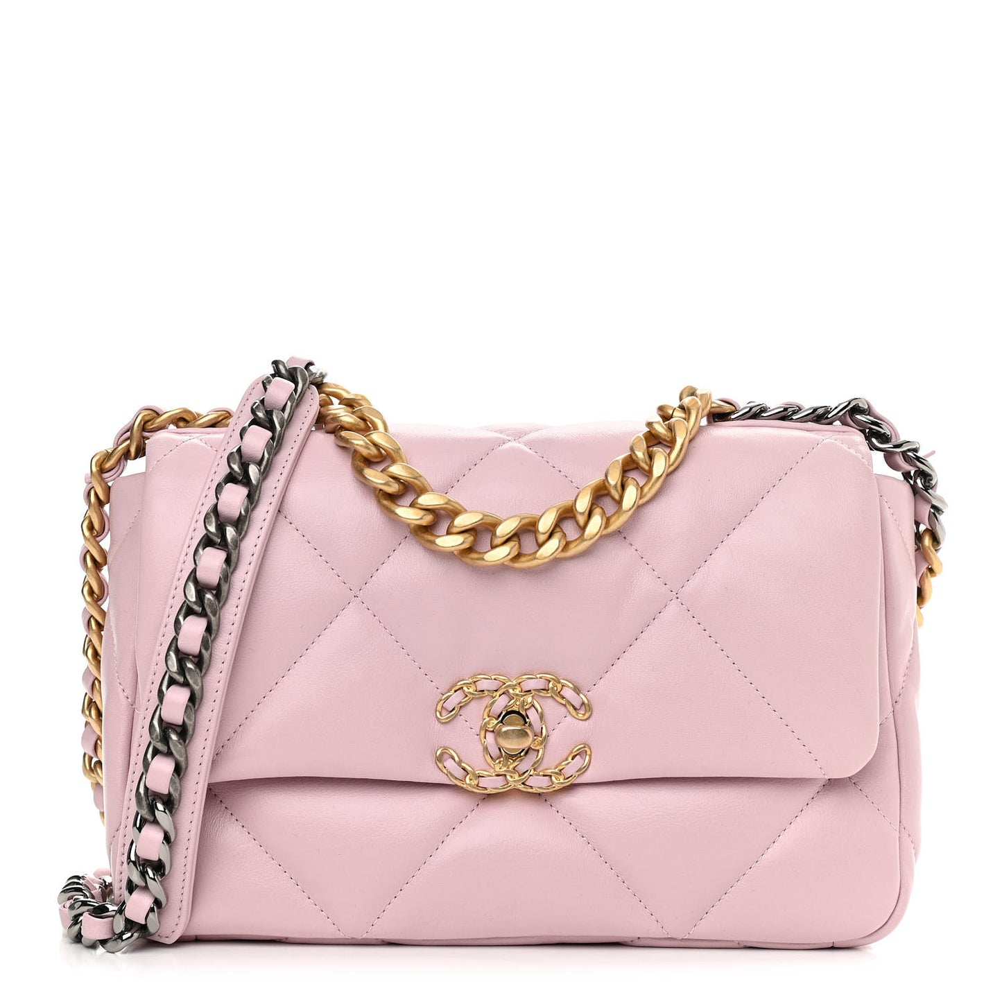 Goatskin Quilted Medium Chanel 19 Flap Light Pink