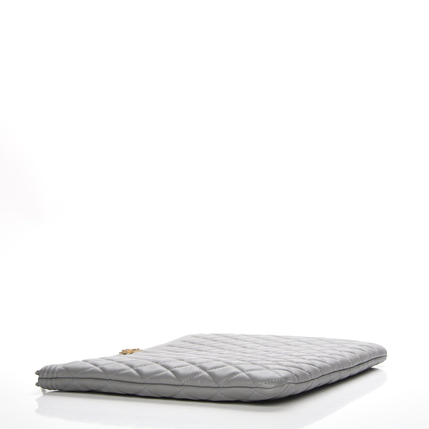 Calfskin Quilted Large Boy Cosmetic Case Grey