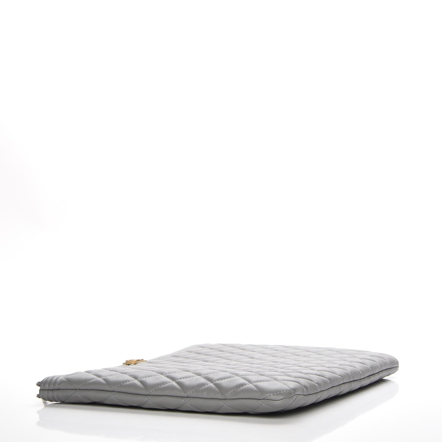 Chanel Calfskin Quilted Large Boy Cosmetic Case Grey 4 of 8