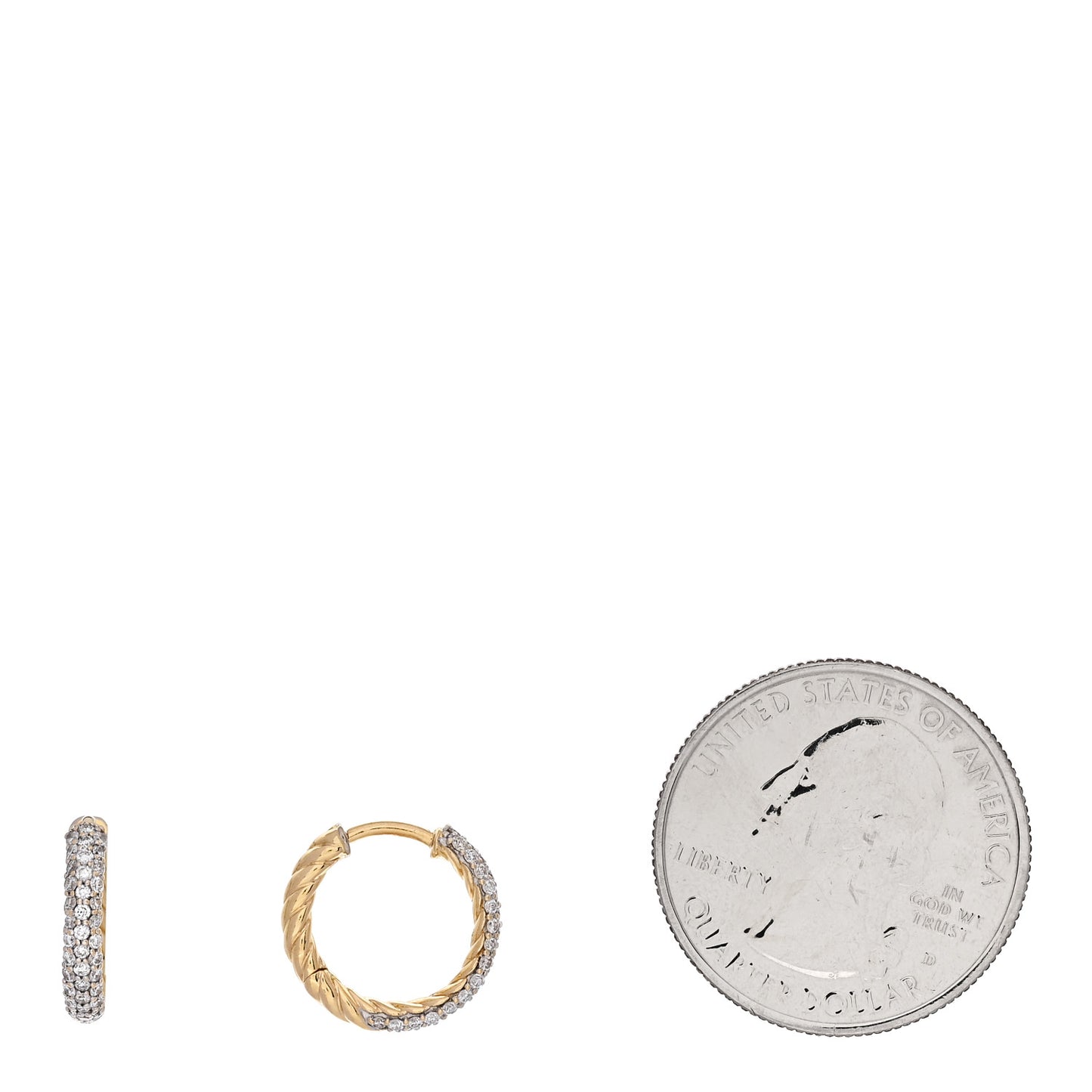 18K Yellow Gold Diamond Petite Pave Huggie Hoop Earrings