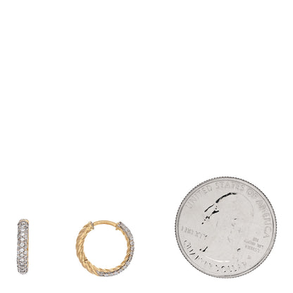 David Yurman 18K Yellow Gold Diamond Petite Pave Huggie Hoop Earrings 2 of 4