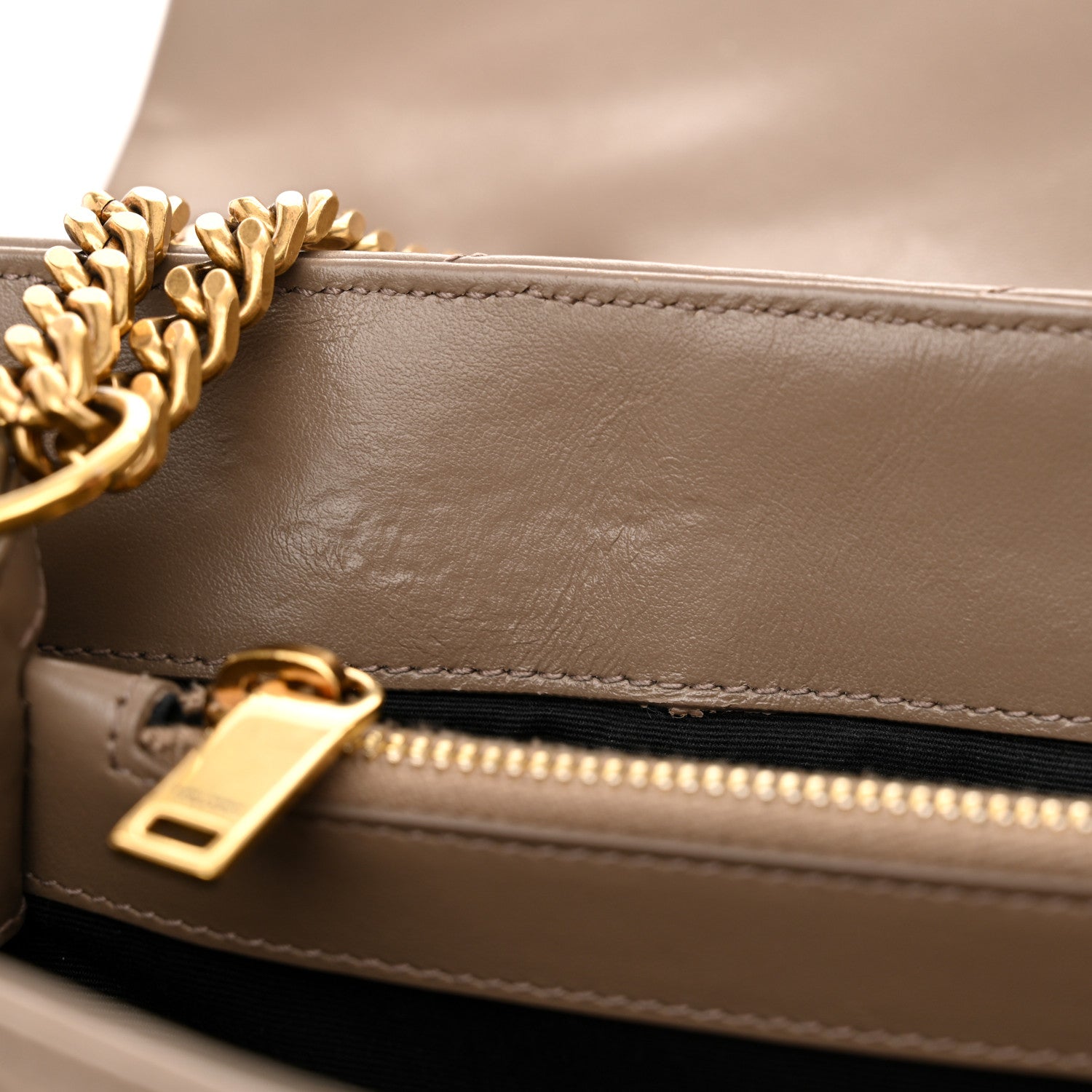 Saint Laurent Calfskin Y Quilted Monogram Medium Loulou Chain Satchel Dark Beige 12 of 14
