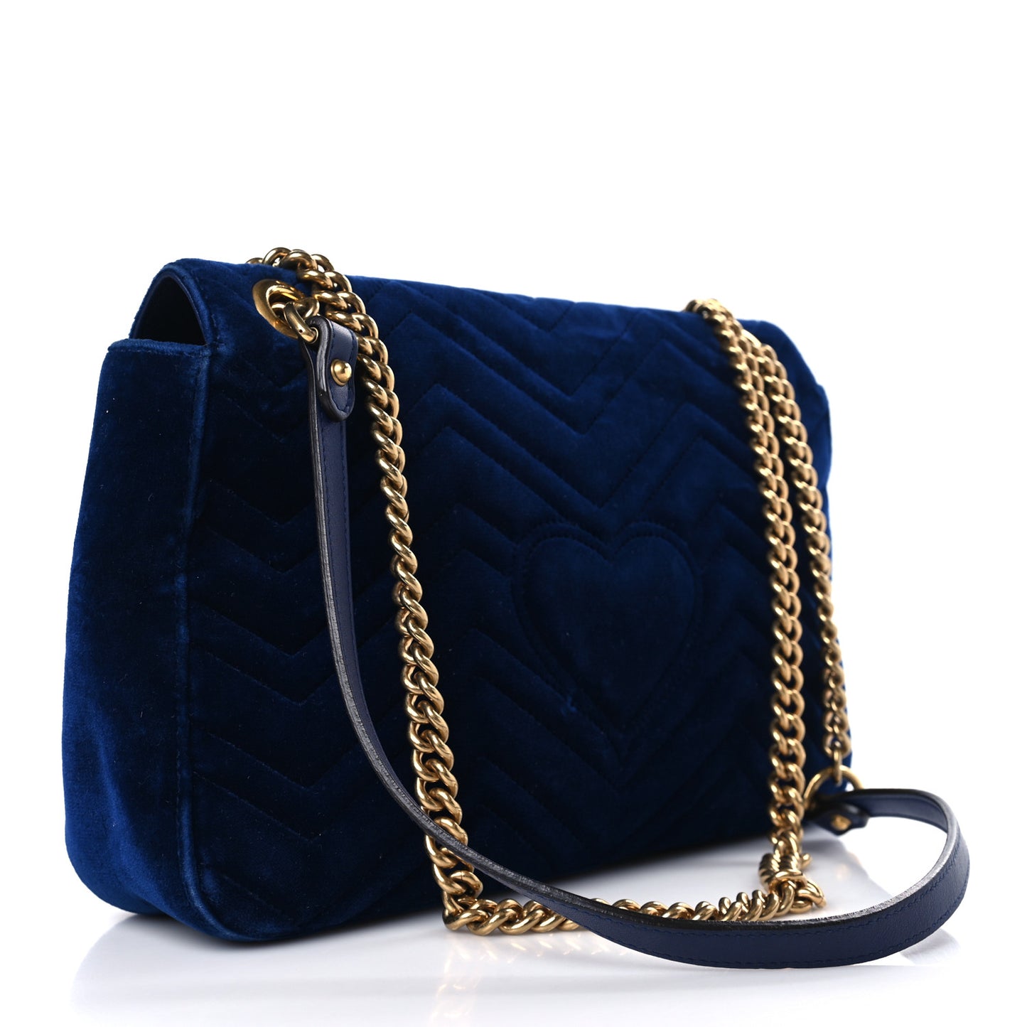 Velvet Matelasse Medium GG Marmont Shoulder Bag Cobalt Blue