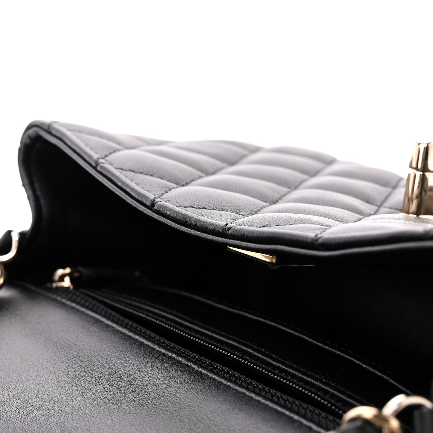 Lambskin Quilted Mini Rectangular Flap Black