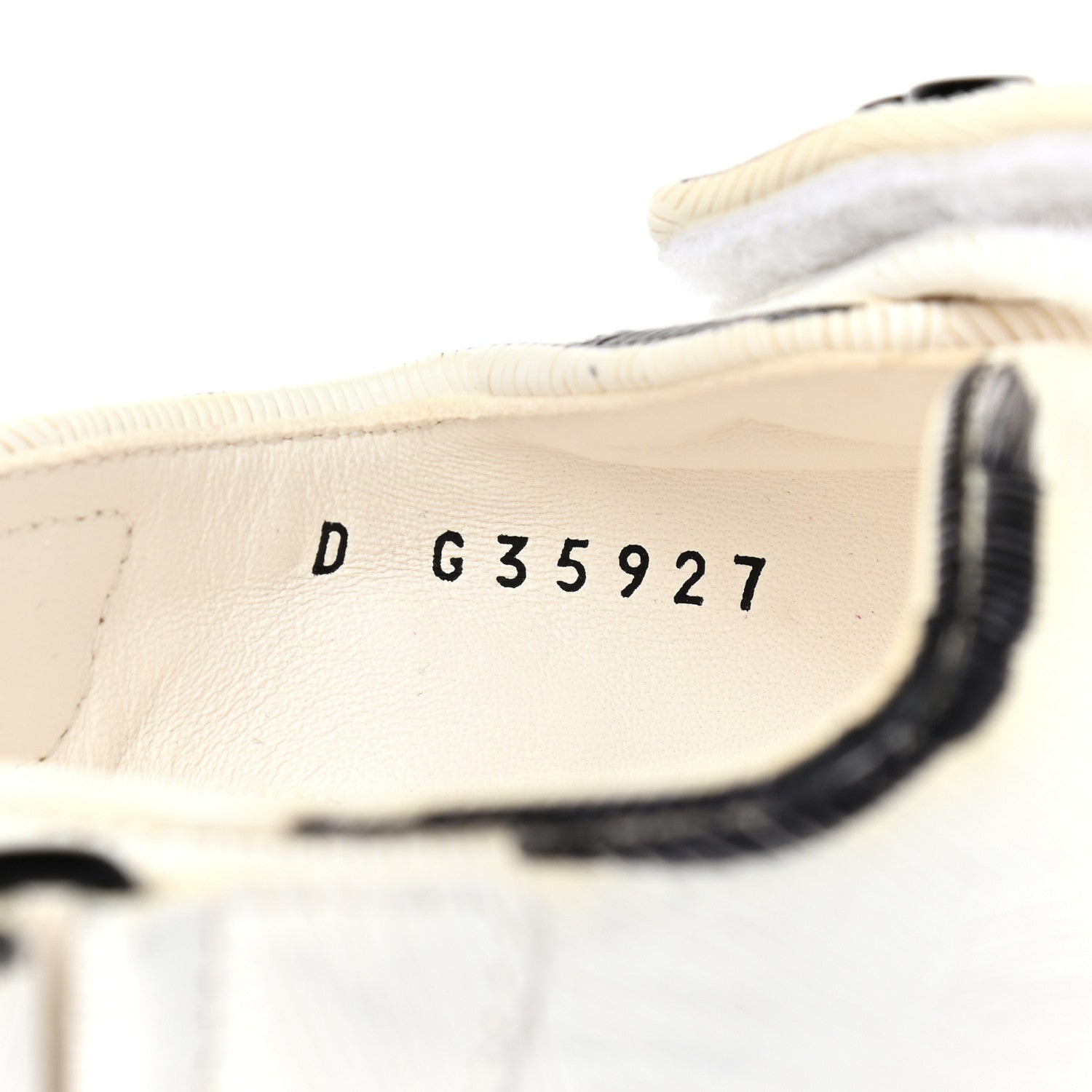 Chanel Calfskin Printed Velcro Dad Sandals 37 White Black 7 of 9