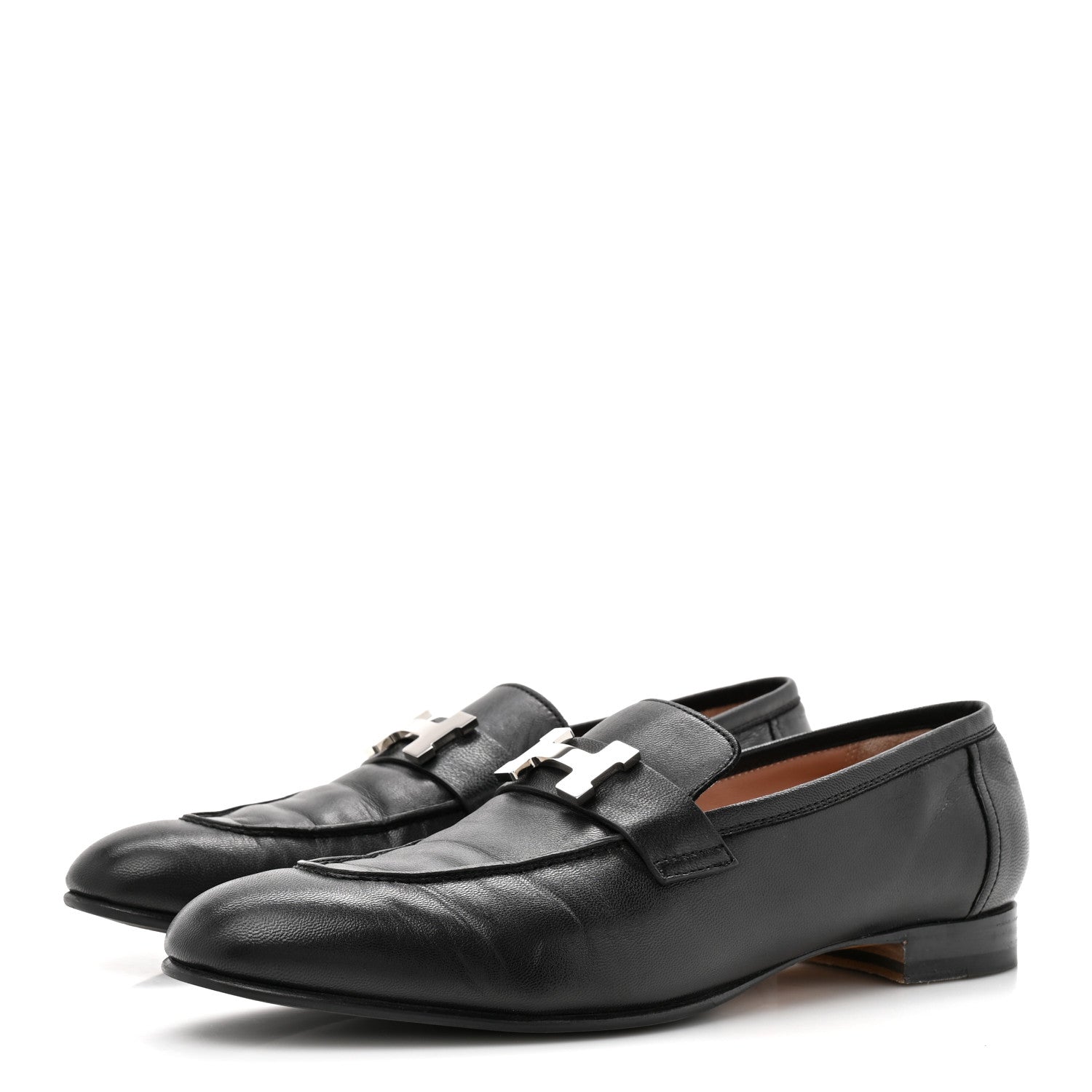 Hermes Goatskin Womens Paris Loafers 40 Black 4 of 12
