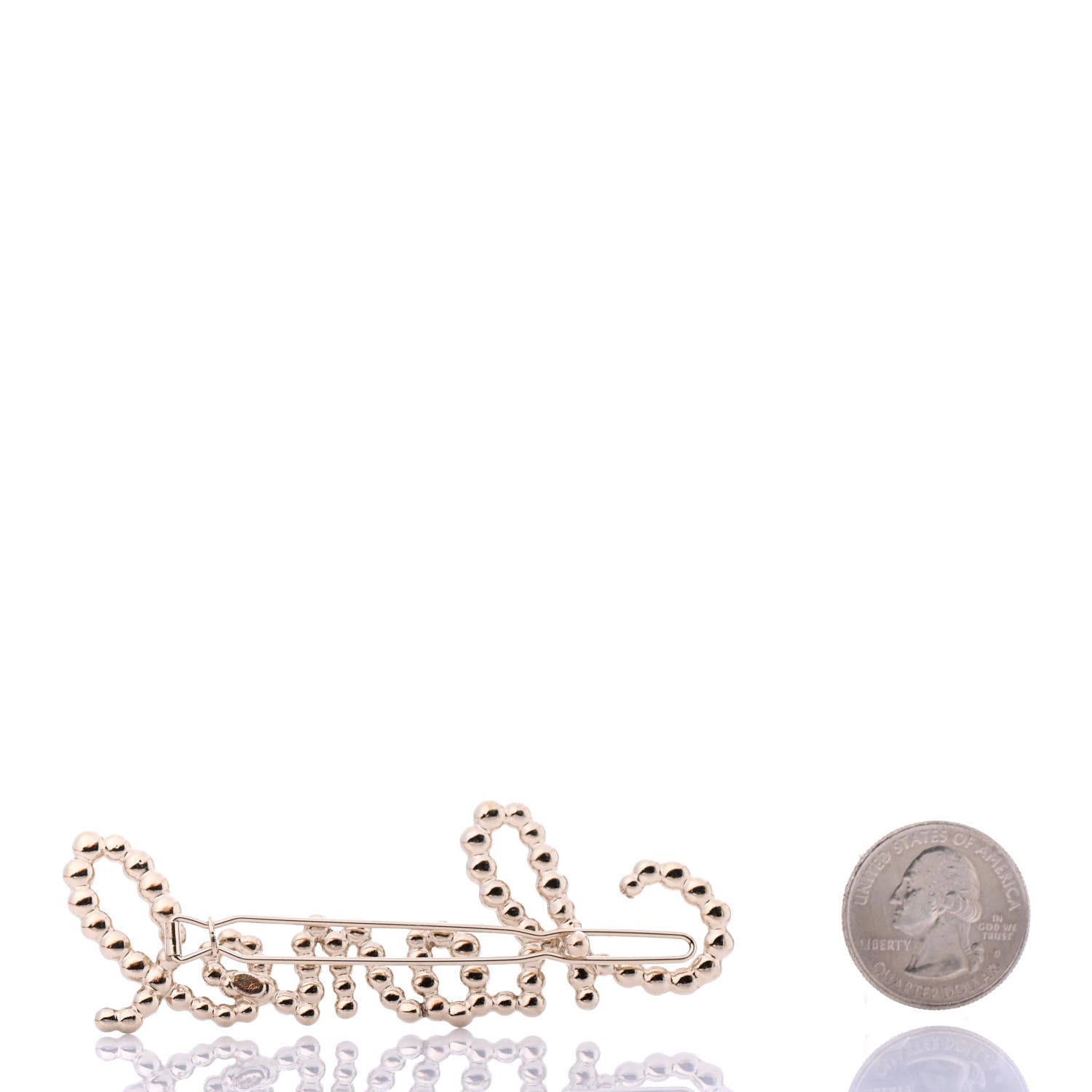 Chanel Metal Glass Swirling Pearls Hair Clip Gold 2 of 4