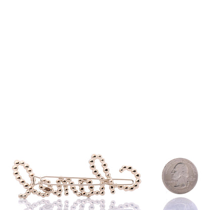 Chanel Metal Glass Swirling Pearls Hair Clip Gold 2 of 4