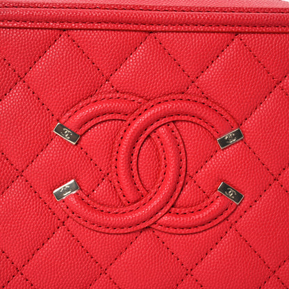 Chanel Caviar Quilted Small CC Filigree Vanity Case Red 8 of 10