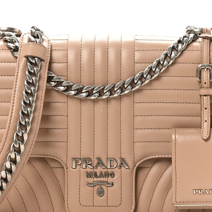 Prada Soft Calfskin Impunture Diagramme Large Chain Flap Shoulder Bag Cipria 7 of 9