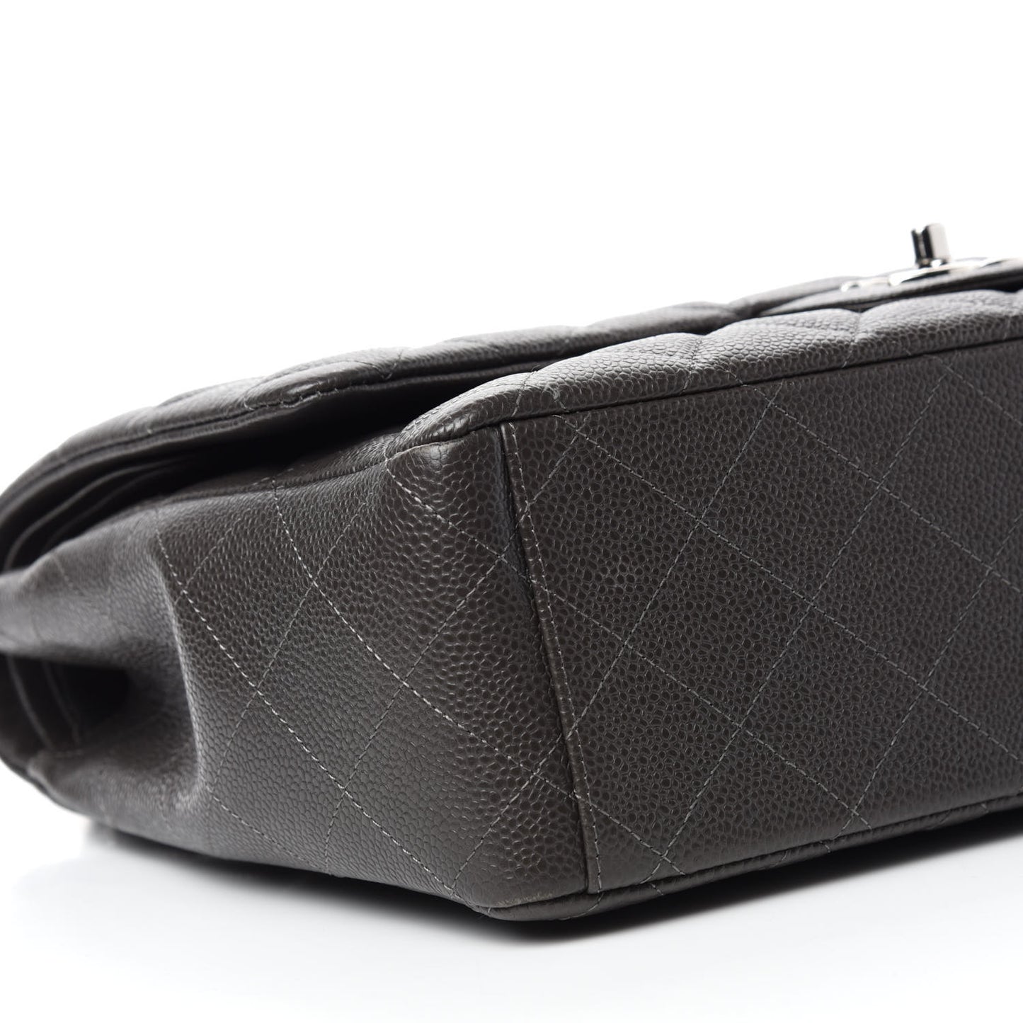 Caviar Quilted Maxi Double Flap Grey
