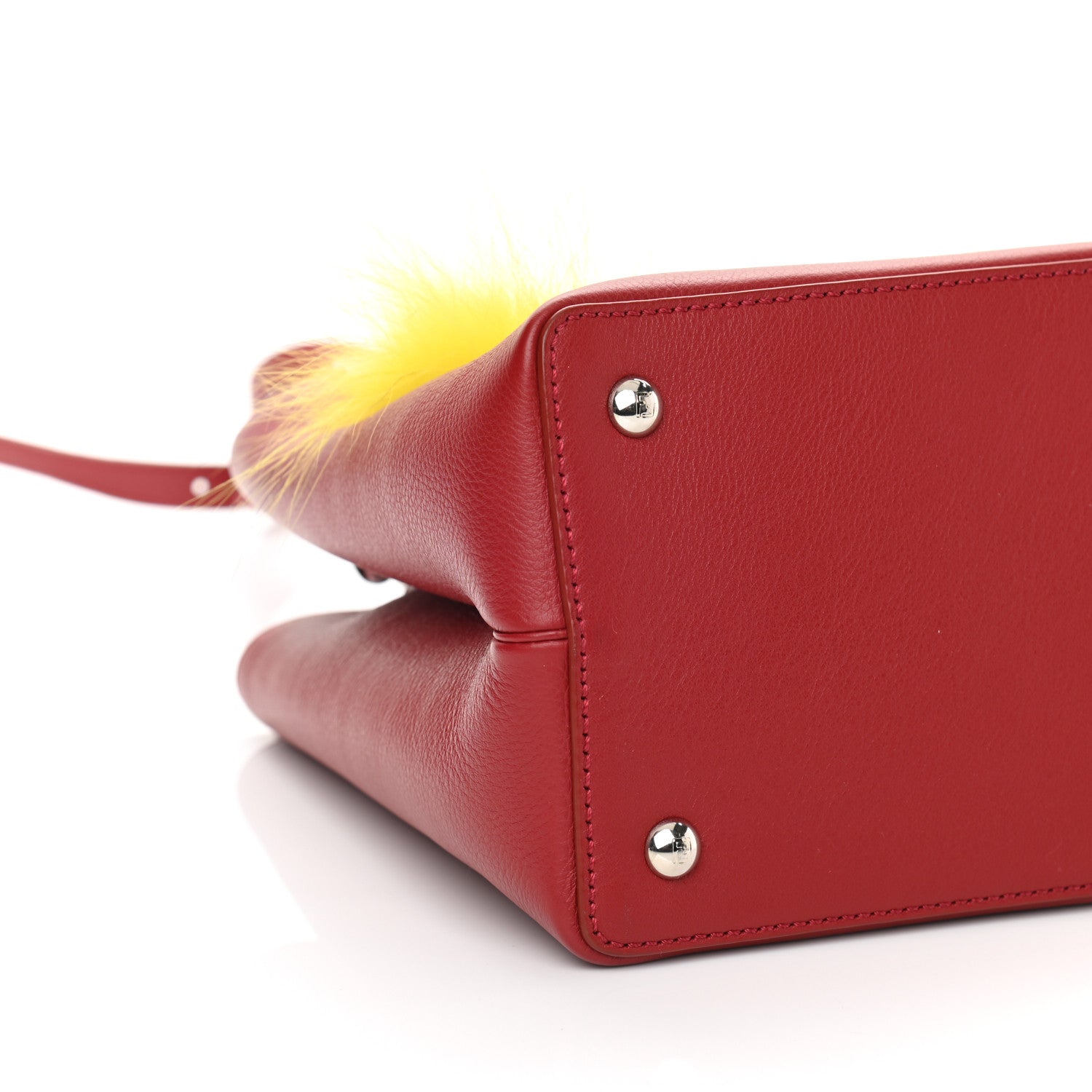 Fendi Vitello Dolce Fox Mink Crystal Bi-Color Monster Mirror Charm Petite 2Jours Tote Ribes 8 of 11