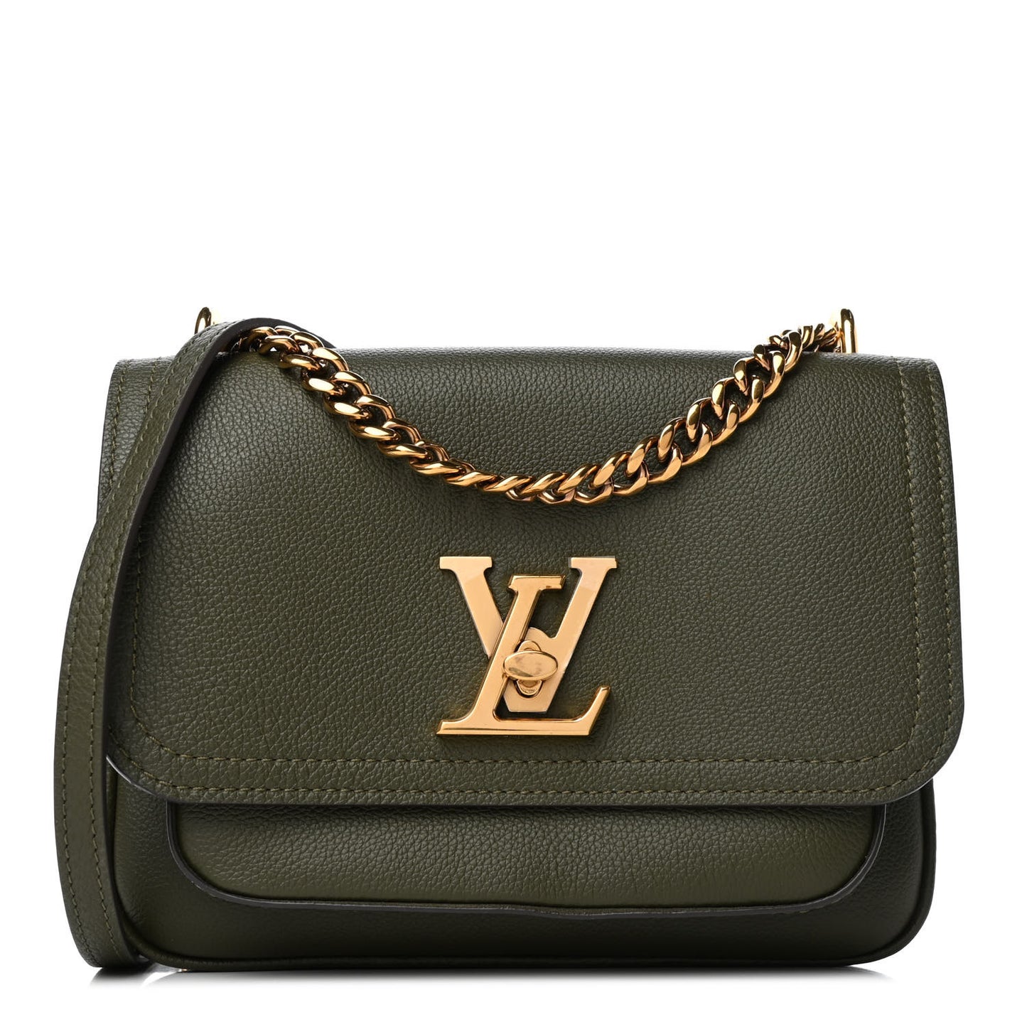 Grained Calfskin Lockme Chain Bag PM Kaki