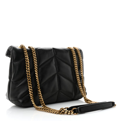 Saint Laurent Lambskin Quilted Toy Loulou Puffer Monogram Chain Satchel Black 3 of 11