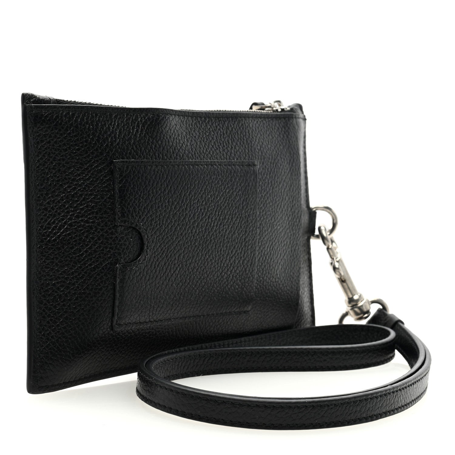 Balenciaga Grained Calfskin Logo Cash Passport Photo ID Zip Holder Black White 3 of 6