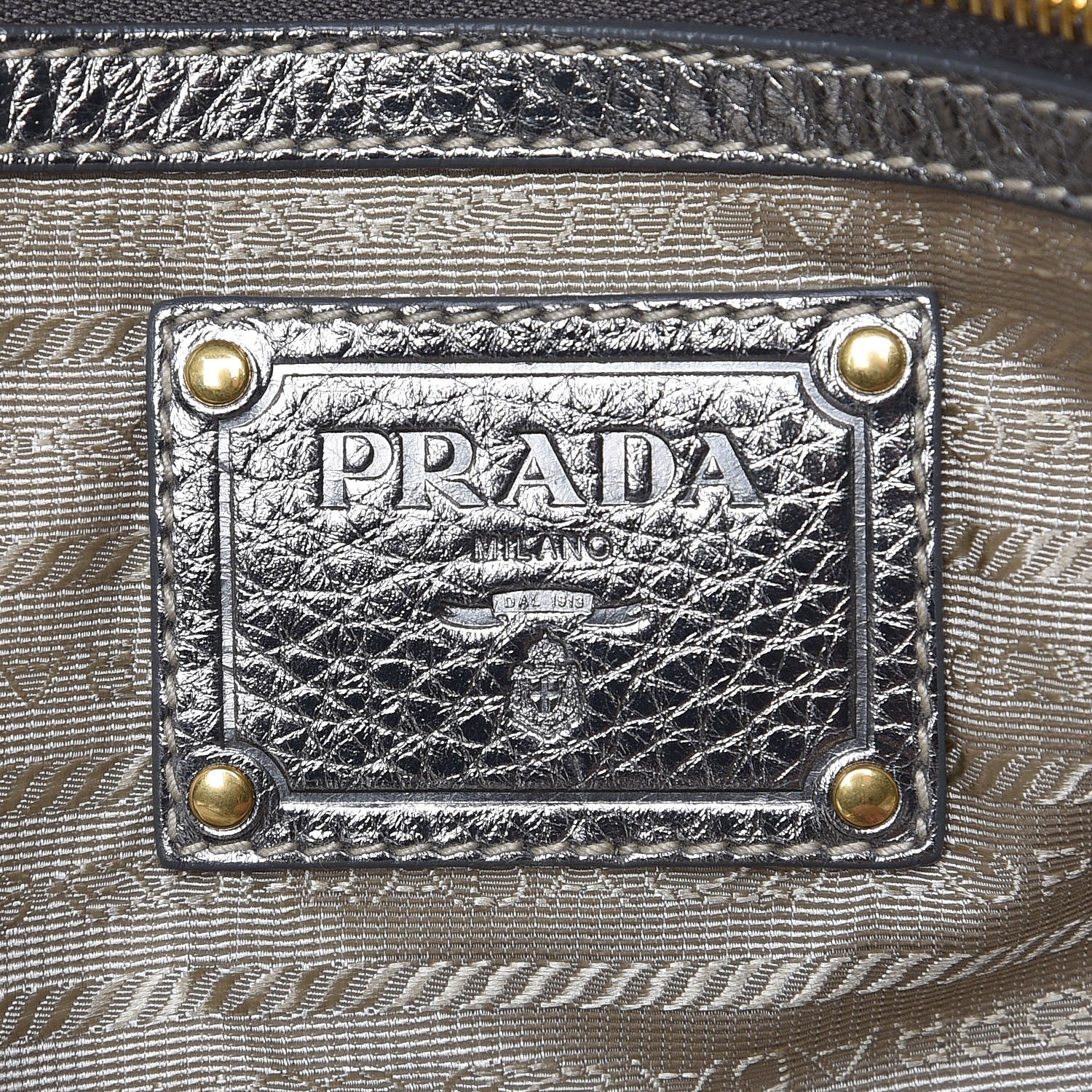Prada Metallic Vitello Daino Shopping Tote Acciaio 6 of 8