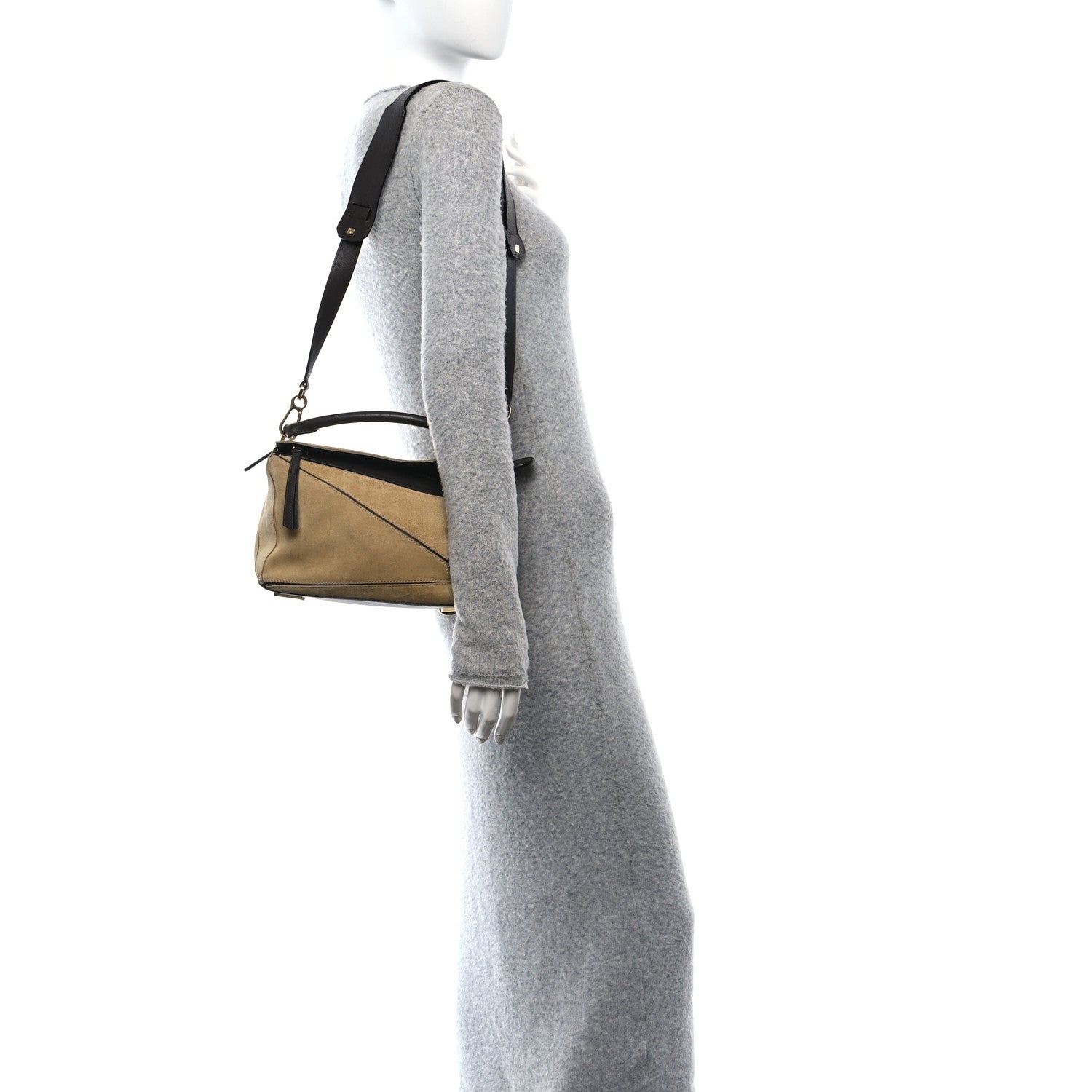 Loewe Suede Medium Puzzle Bag Gold 2 of 16