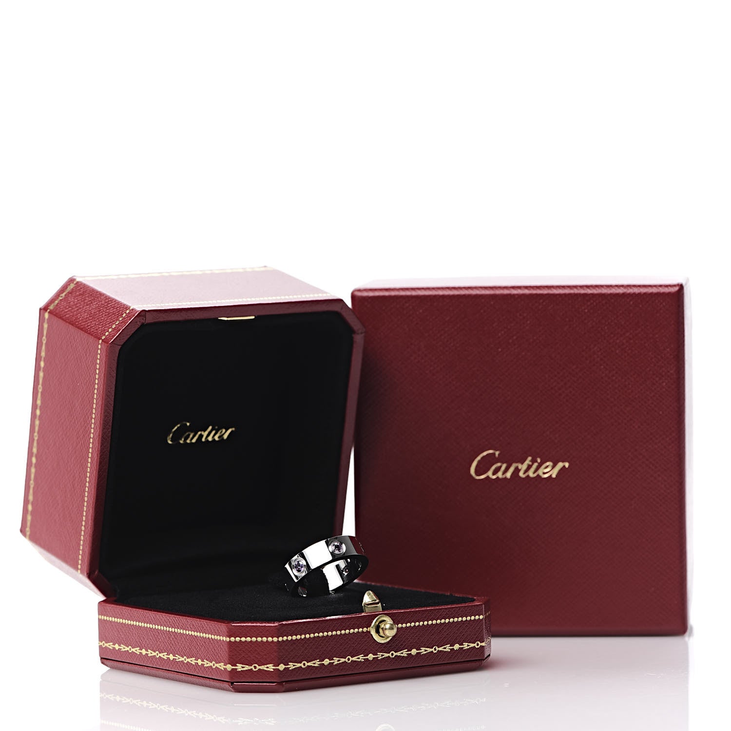Cartier 18K White Gold Sapphire Spinel Amethyst 5.5mm LOVE Ring 51 5.75 6 of 6