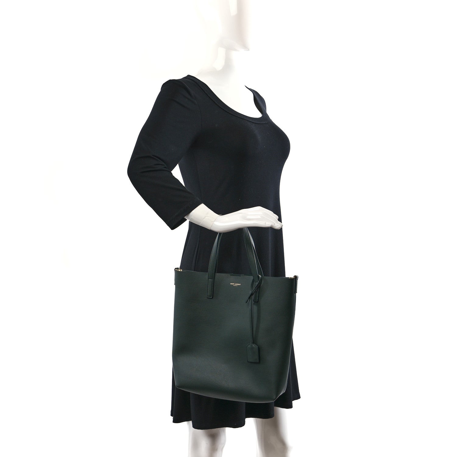 Saint Laurent Calfskin Toy Shopping Tote Dark Green 2 of 10