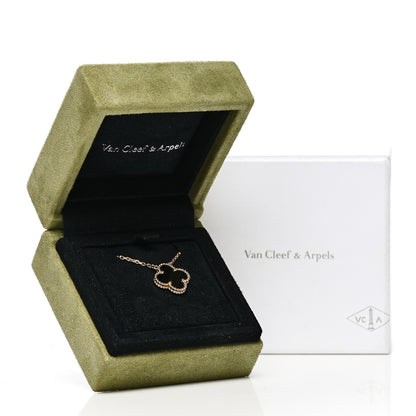 Van Cleef & Arpels 18K Yellow Gold Black Onyx Vintage Alhambra Pendant Necklace 6 of 6