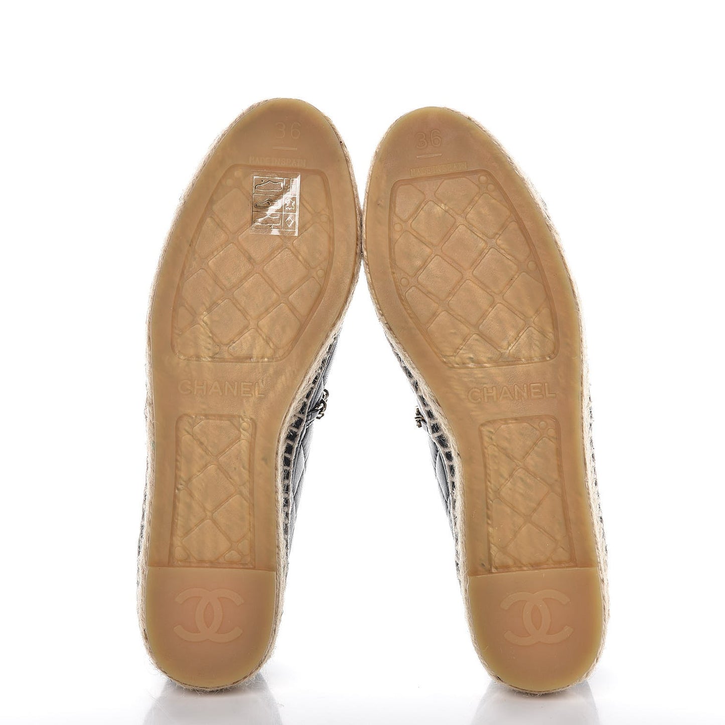 Lambskin Quilted CC Chain Espadrilles 36 Black