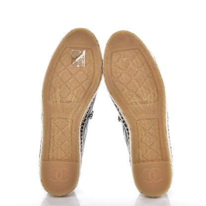 Chanel Lambskin Quilted CC Chain Espadrilles 36 Black 5 of 10