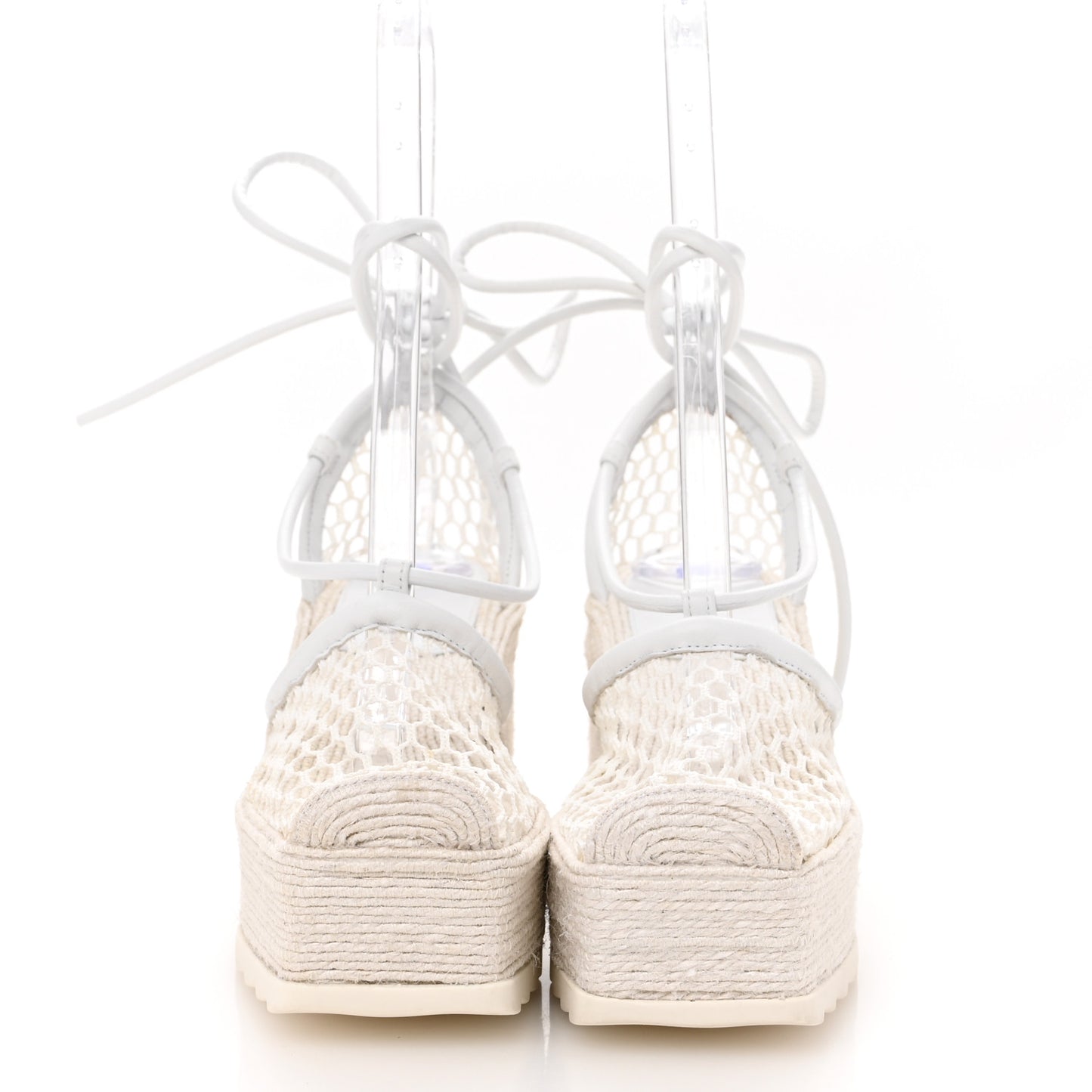 Mesh Lambskin Sporty Web Stretch Ankle Tie Espadrilles 37 Optic White