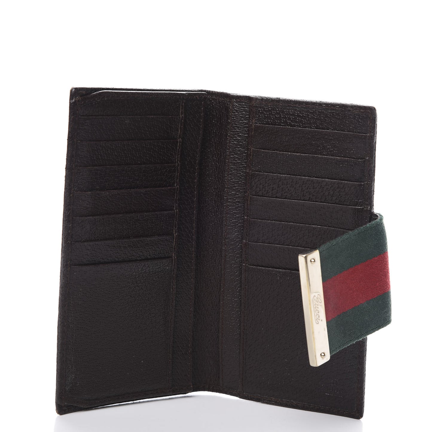 Monogram Calfskin Ladies Web Continental Wallet Beige Ebony Cocoa