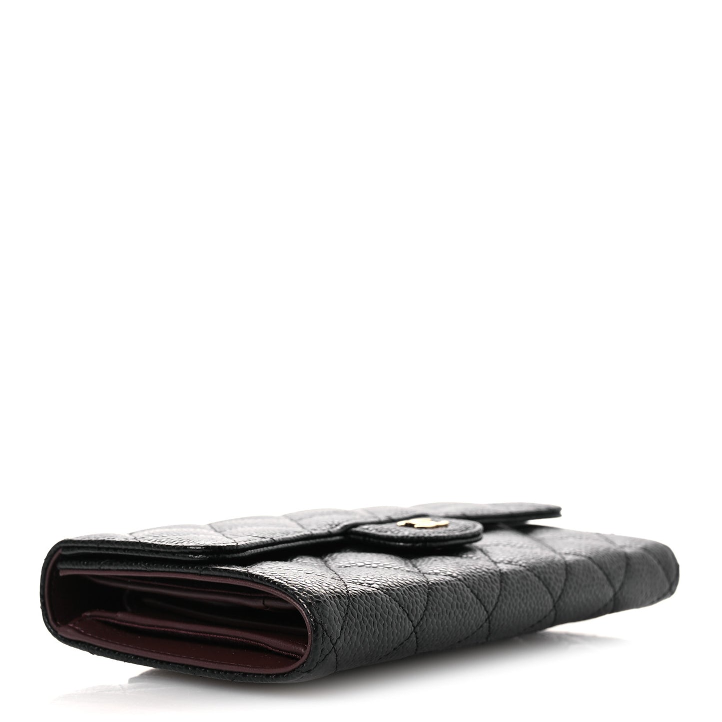 Caviar Quilted Large Flap Wallet Black