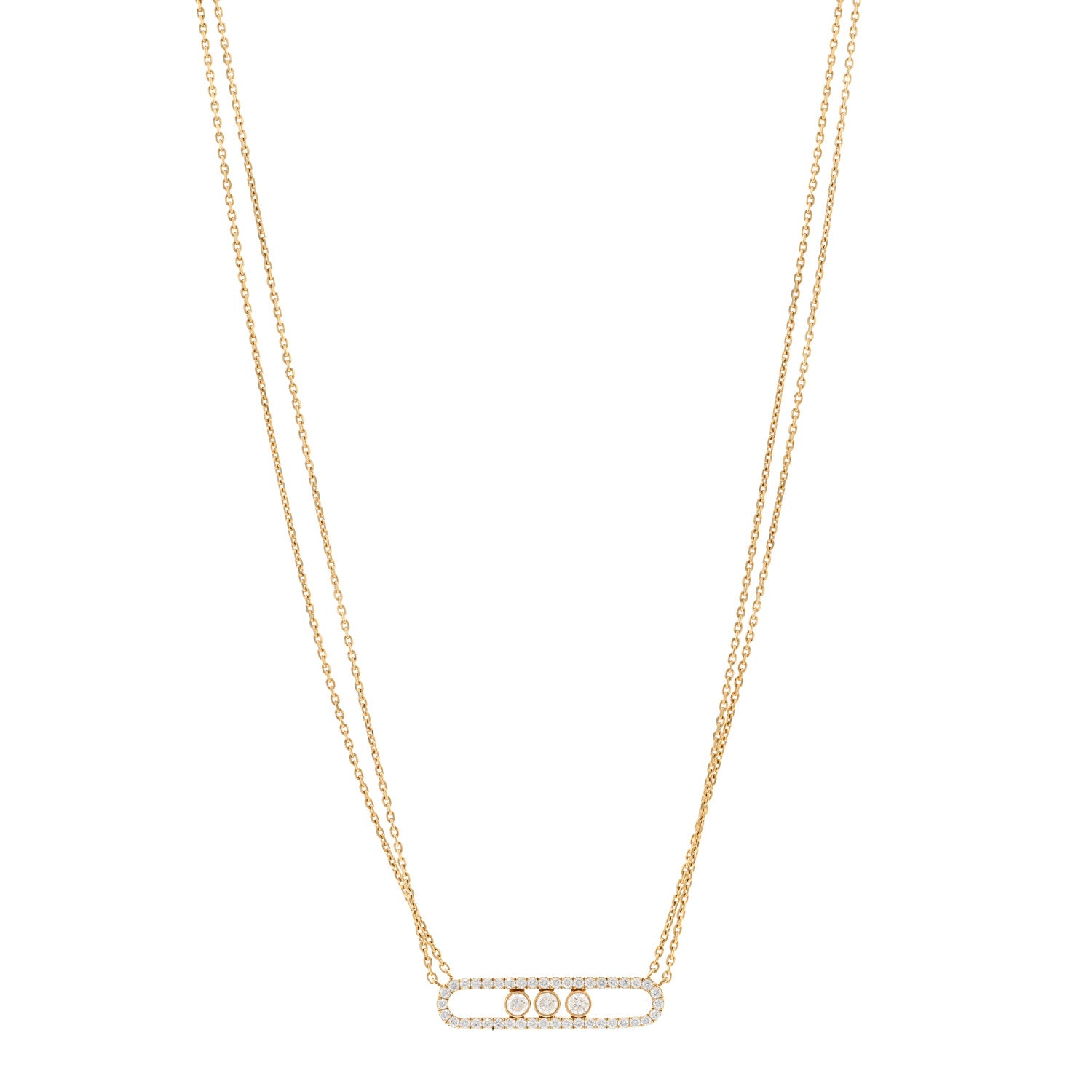 Messika 18K Yellow Gold Diamond Move Double Chain Pave Necklace 1 of 5