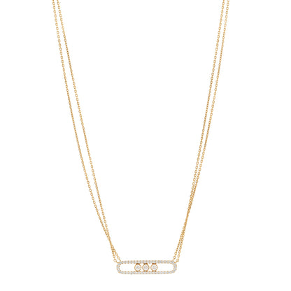 Messika 18K Yellow Gold Diamond Move Double Chain Pave Necklace 1 of 5