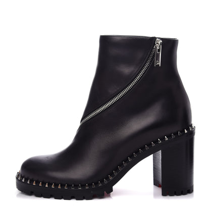 Christian Louboutin Calfskin Spikes Birgitta Lug 70 Zip Around Ankle Boots 40 Black 1 of 10