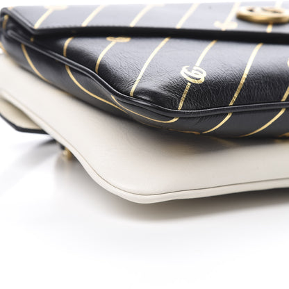Gucci Calfskin Diagonal GG Medium Thiara Double Envelope Shoulder Bag Black White 11 of 12