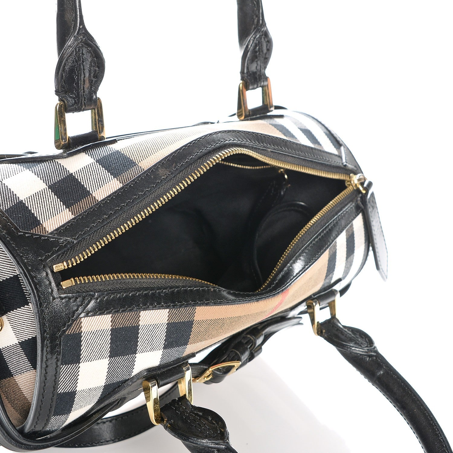 Burberry House Check Bridle Calfskin Medium Alchester Bowling Bag Black 6 of 15