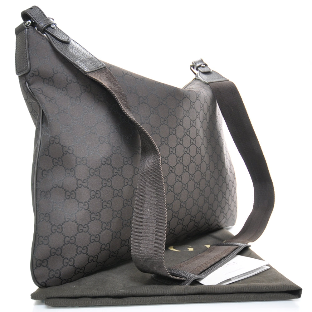 Nylon Monogram Flat Messenger Bag Brown
