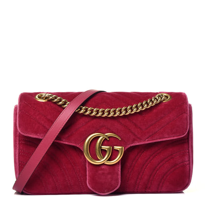 Gucci Velvet Matelasse Small GG Marmont Shoulder Bag Light Raspberry Rose 1 of 9