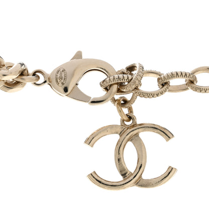 Chanel Crystal Pearl CC Chain Lock Choker Necklace Black Gold 4 of 5