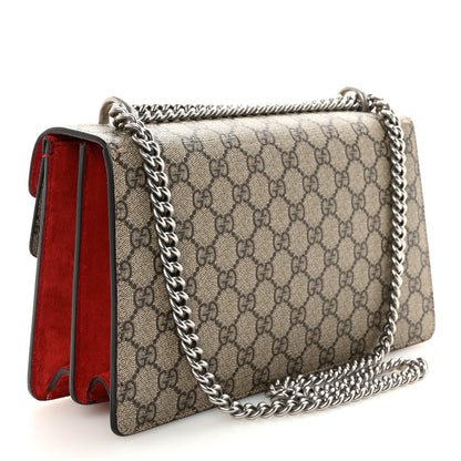 Gucci GG Supreme Monogram Suede Small Dionysus Shoulder Bag Beige Ebony Vulcanic Red 3 of 10