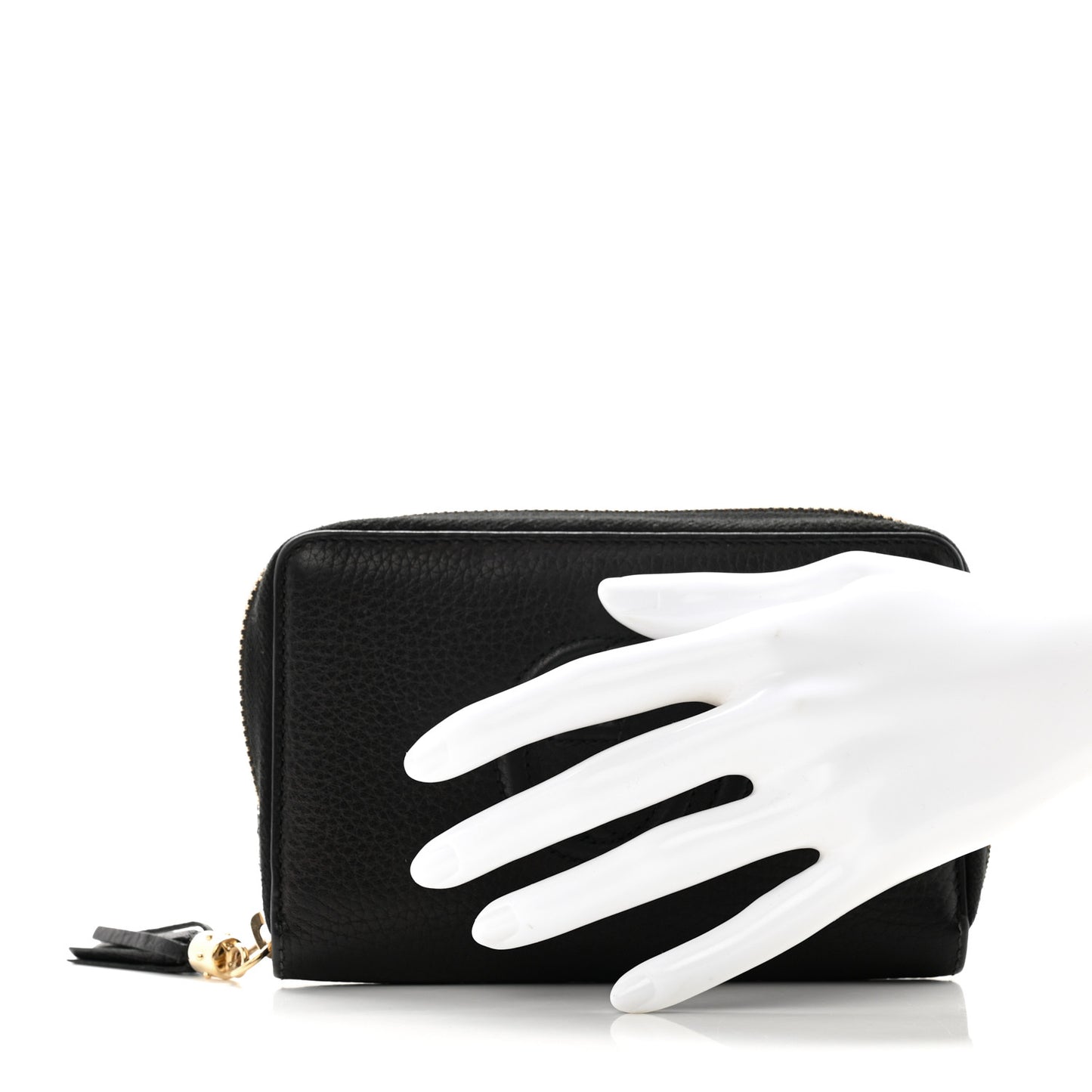 Pebbled Calfskin Medium Soho Zip Around Wallet Black