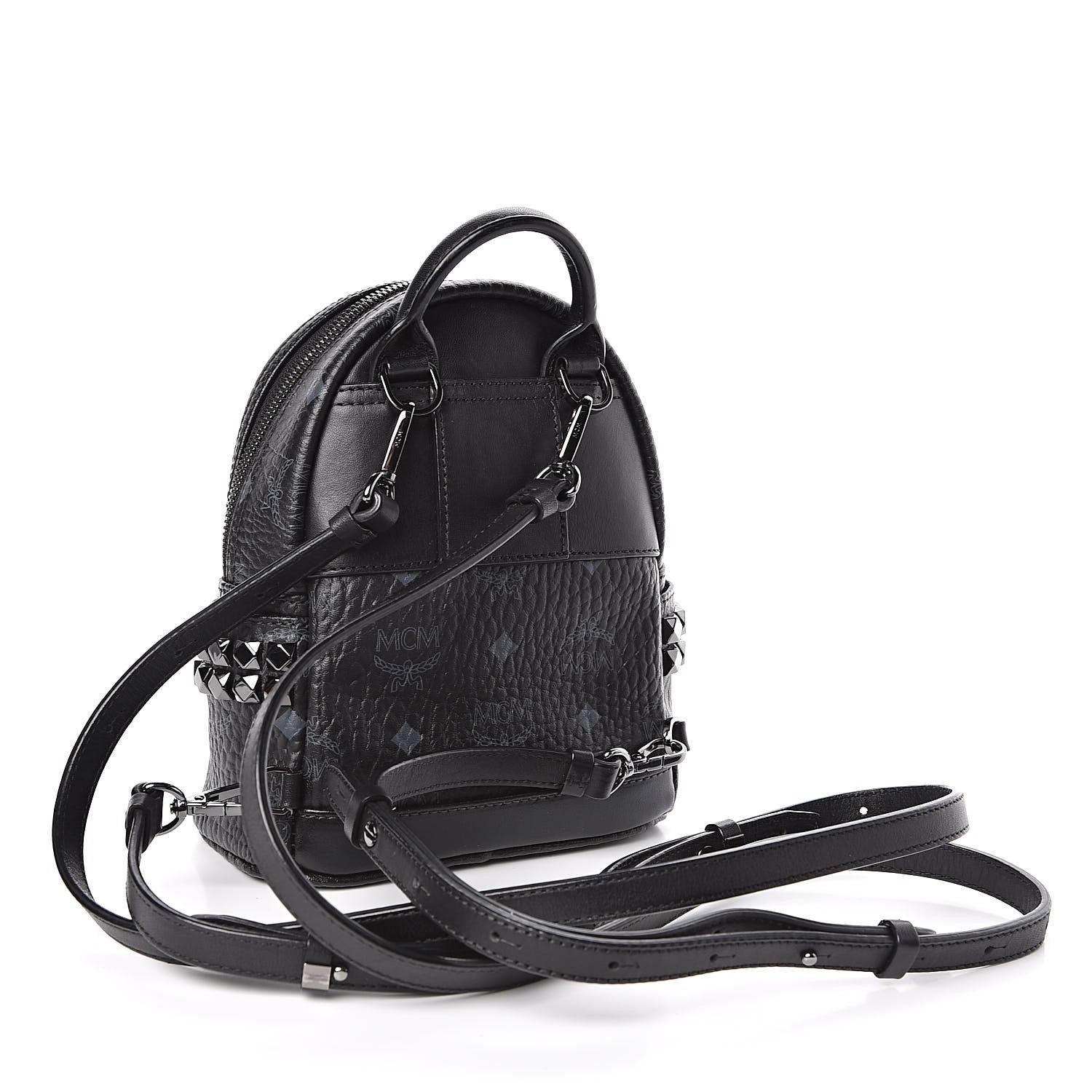 MCM Visetos Side Stud X-Mini Stark Bebe Boo Backpack Black 3 of 10