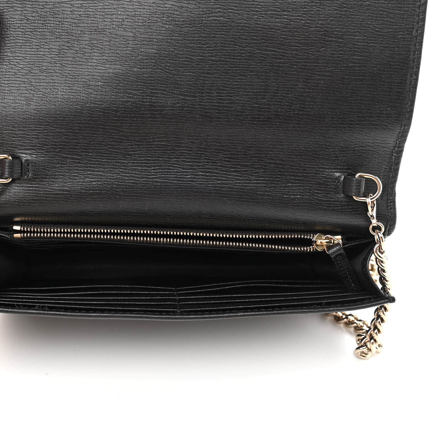 Gucci Textured Calfskin Medium Betty Chain Wallet Black 4 of 9