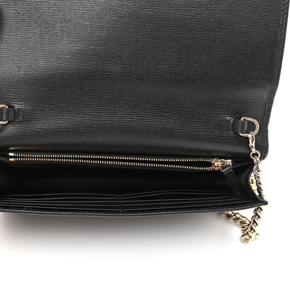 Gucci Textured Calfskin Medium Betty Chain Wallet Black 4 of 9