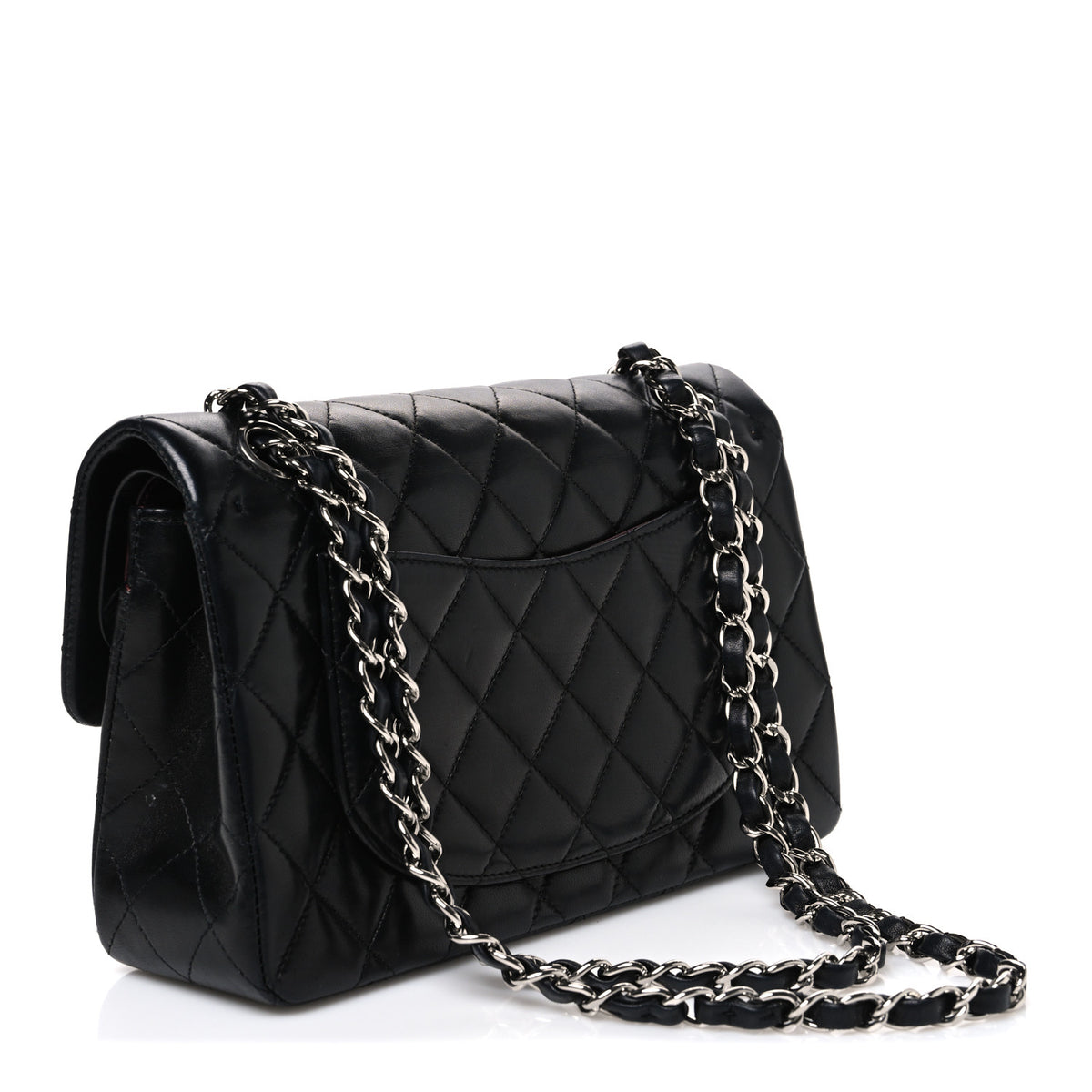 Lambskin Quilted Small Double Flap Black