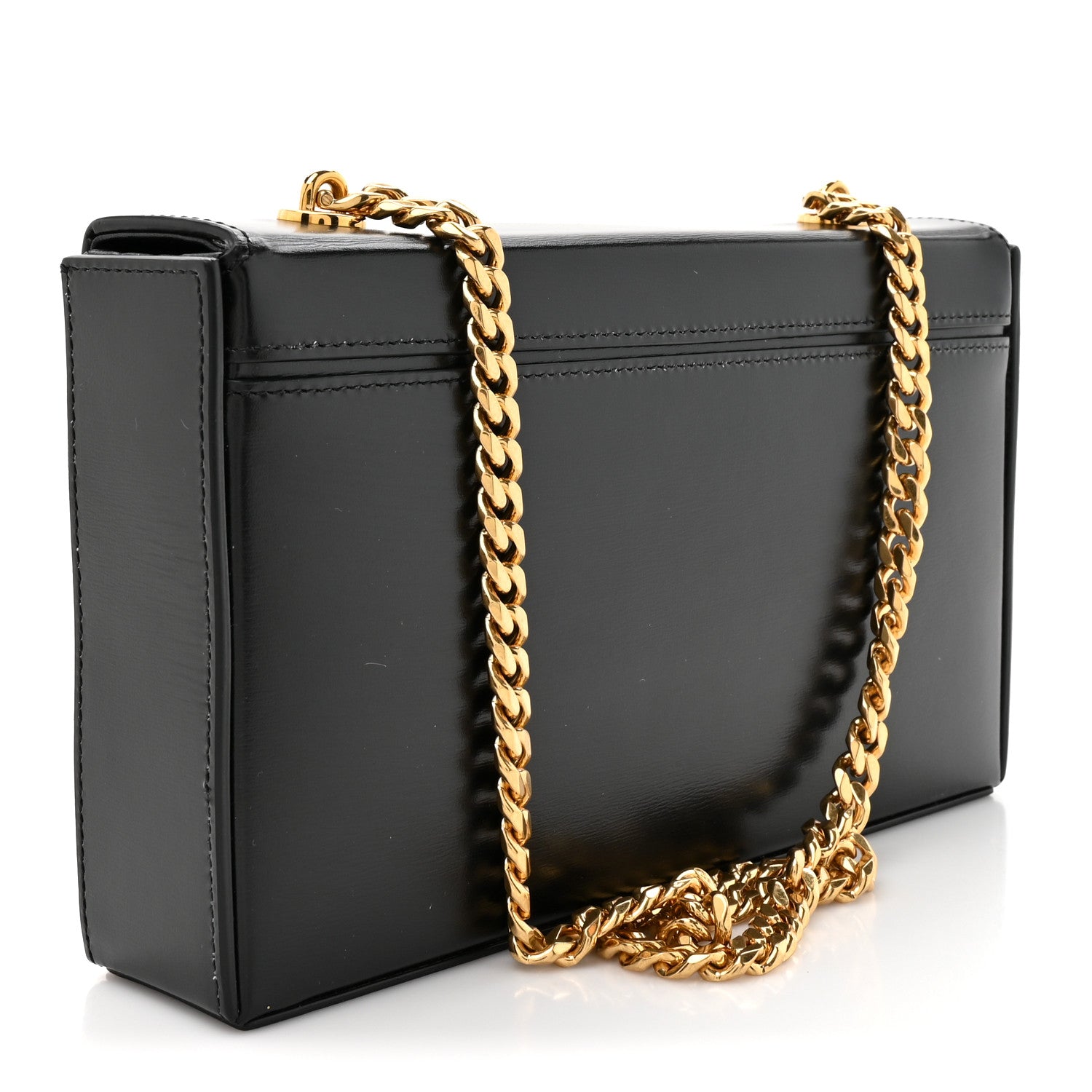 Celine Shiny Calfskin Triomphe Chain Box Bag Black 3 of 11