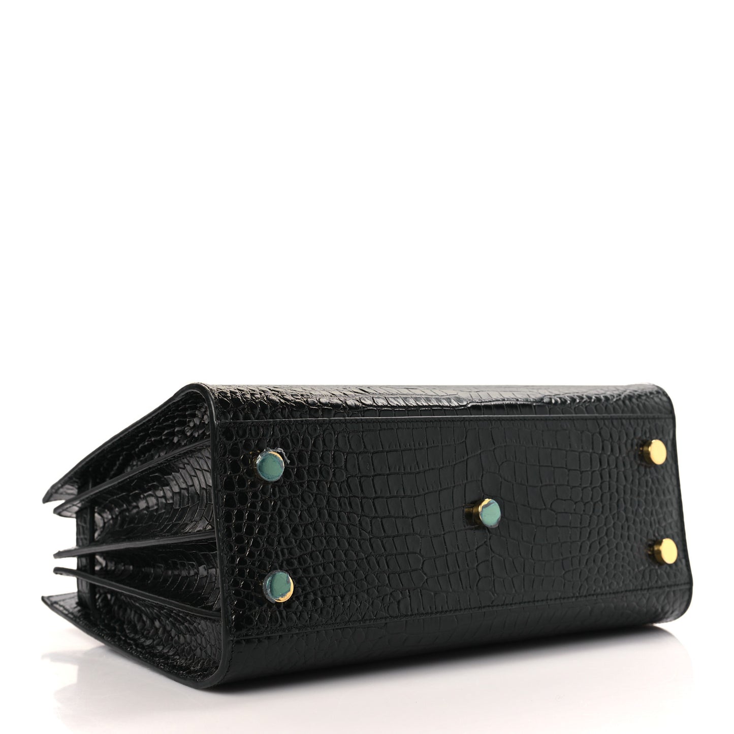 Calfskin Crocodile Embossed Baby Sac De Jour Black