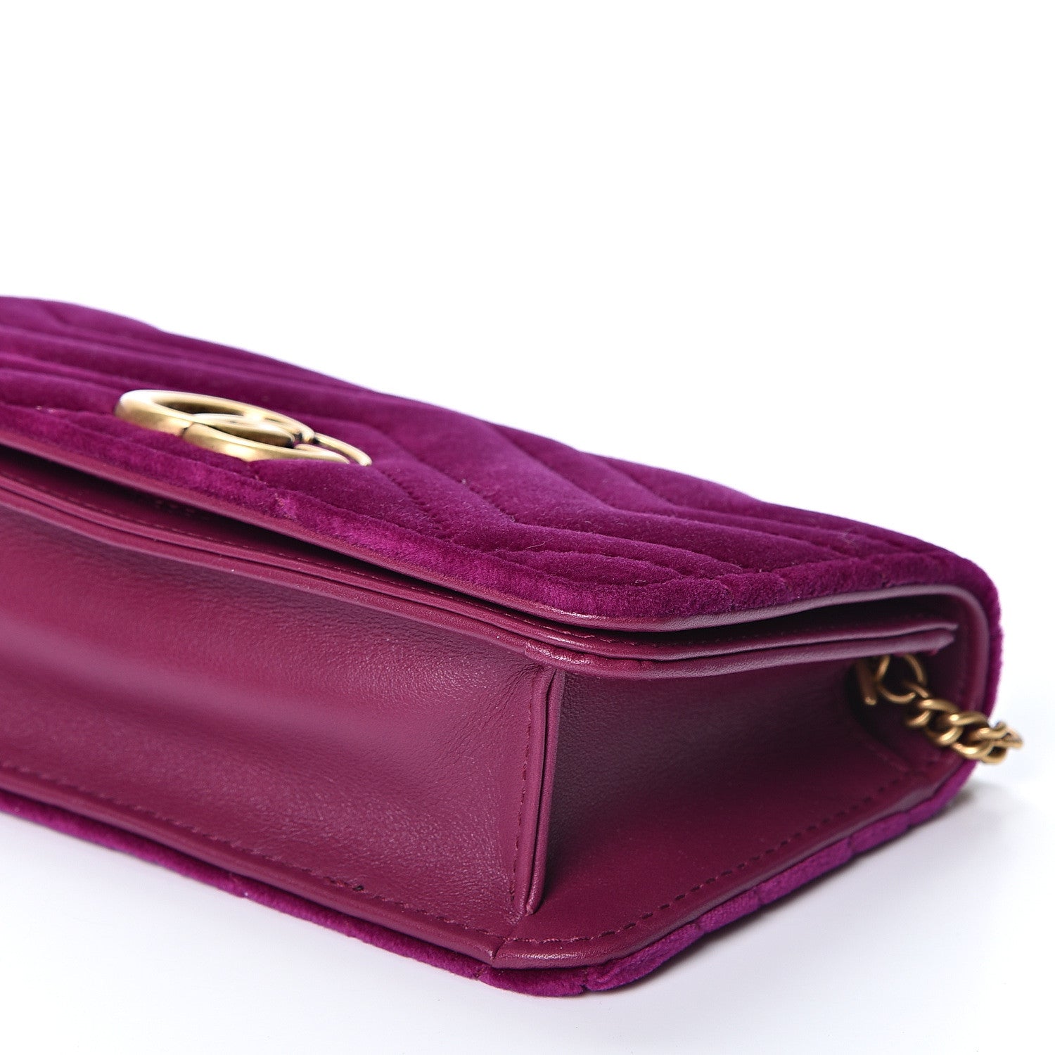 Gucci Velvet Matelasse GG Marmont Mini Bag Fuchsia Violet Cyclamen 7 of 9
