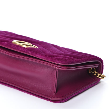 Gucci Velvet Matelasse GG Marmont Mini Bag Fuchsia Violet Cyclamen 7 of 9