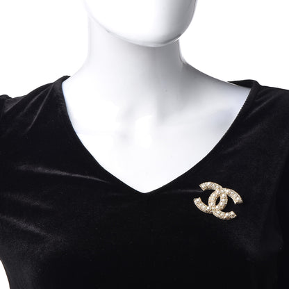 Chanel Crystal Pearl CC Brooch Gold 2 of 5